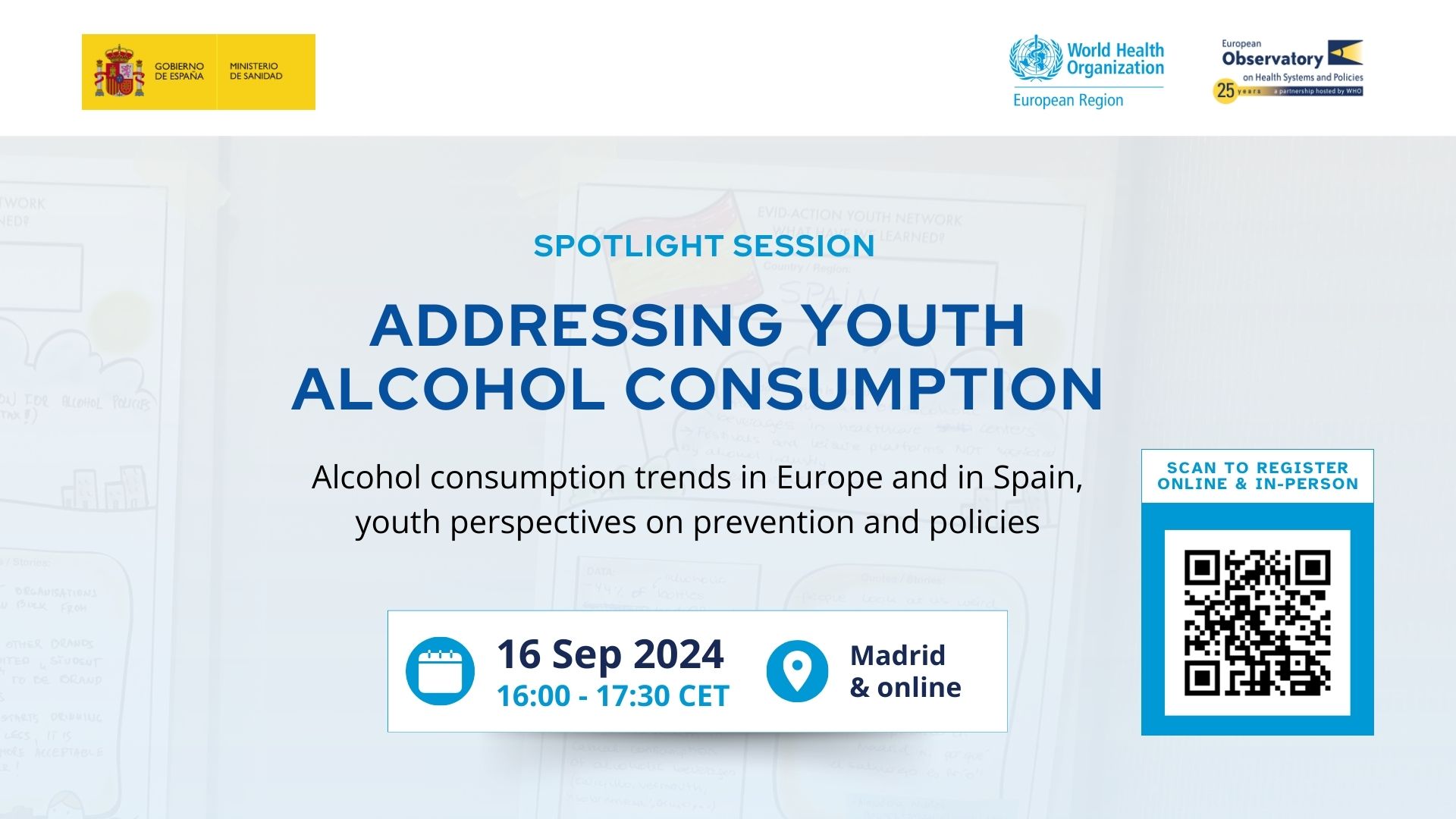 Addressing youth alcohol consumption Spain event banner