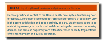 Key strengths and weaknesses of primary care in Denmark