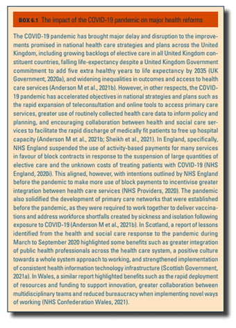 The impact of the COVID-19 pandemic on major health reforms