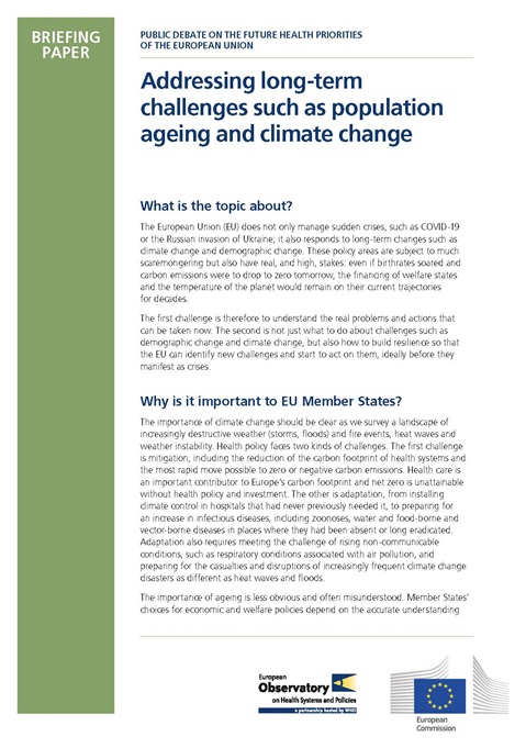 Addressing long-term challenges such as population ageing and climate change