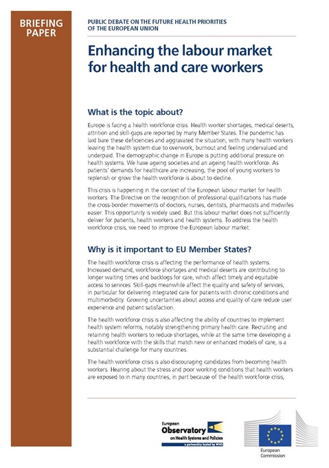 Enhancing the labour market for health and care workers